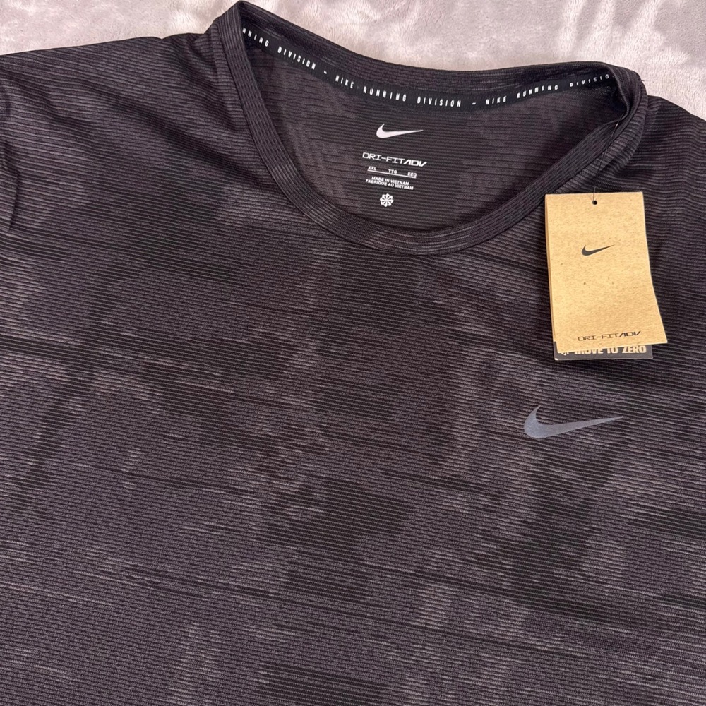 Nike Dri-FIT ADV Running Division Shirt Mens XXL Black Grey Short Sleeve